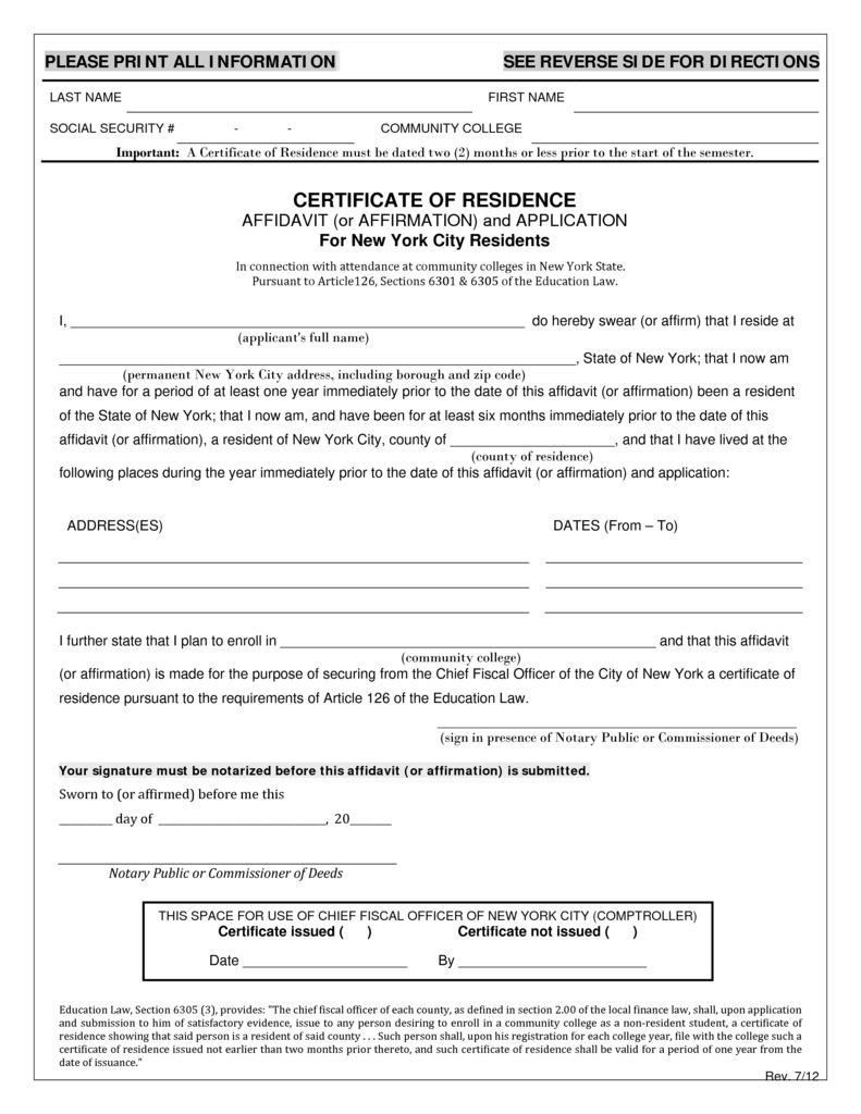 proof of residency verification letter