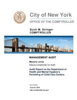 Audit Report On The Department Of Health And Mental Hygiene’s Permitting Of Child Care Centers