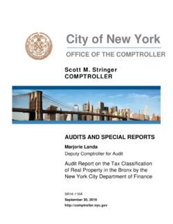 Audit Report on the Tax Classification of Real Property in the Bronx by the New York City Department of Finance