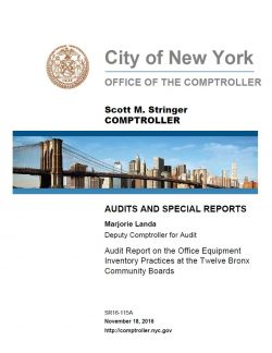 Audit Report on the Office Equipment Inventory Practices at the Twelve Bronx Community Boards