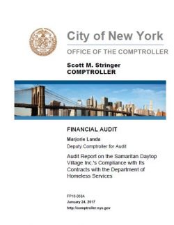Audit Report on the Samaritan Daytop Village Inc.’s Compliance with Its Contracts with the Department of Homeless Services