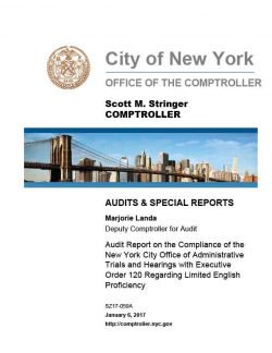 Audit Report on the Compliance of the New York City Office of Administrative Trials and Hearings with Executive Order 120 Regarding Limited English Proficiency