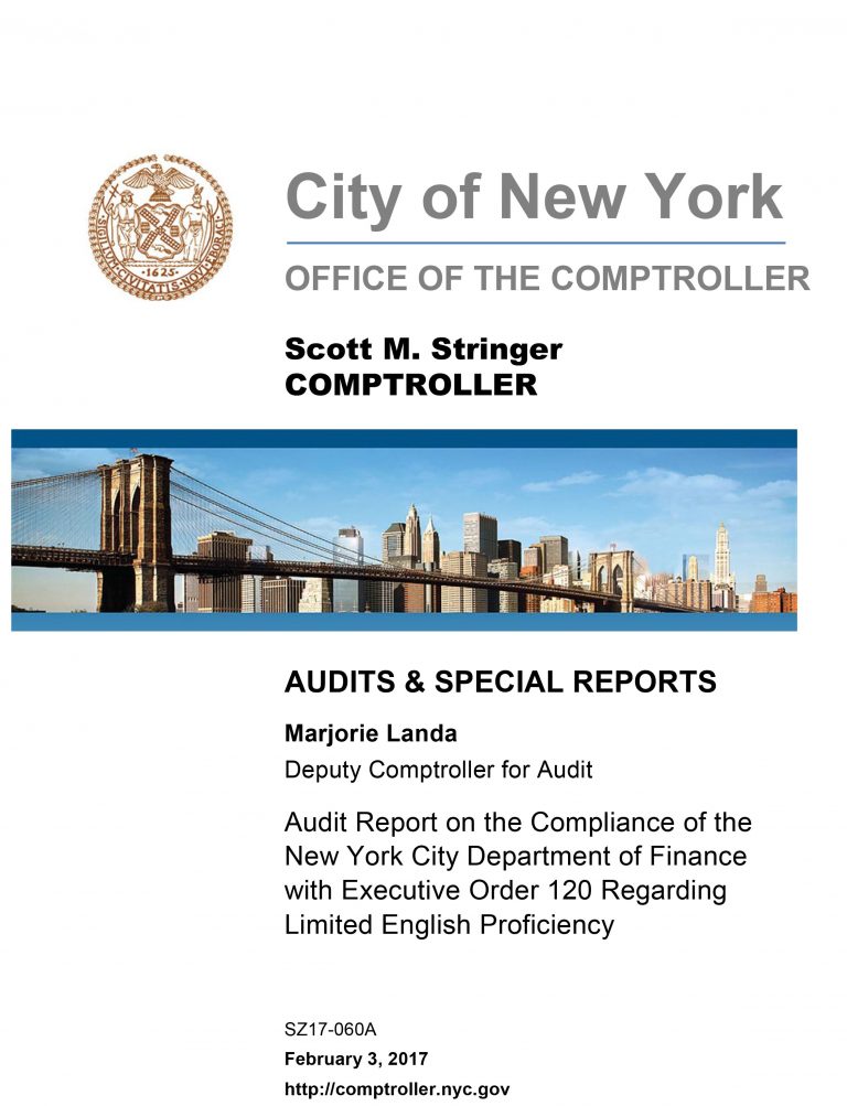 Audit Report On The Compliance Of The New York City Department Of