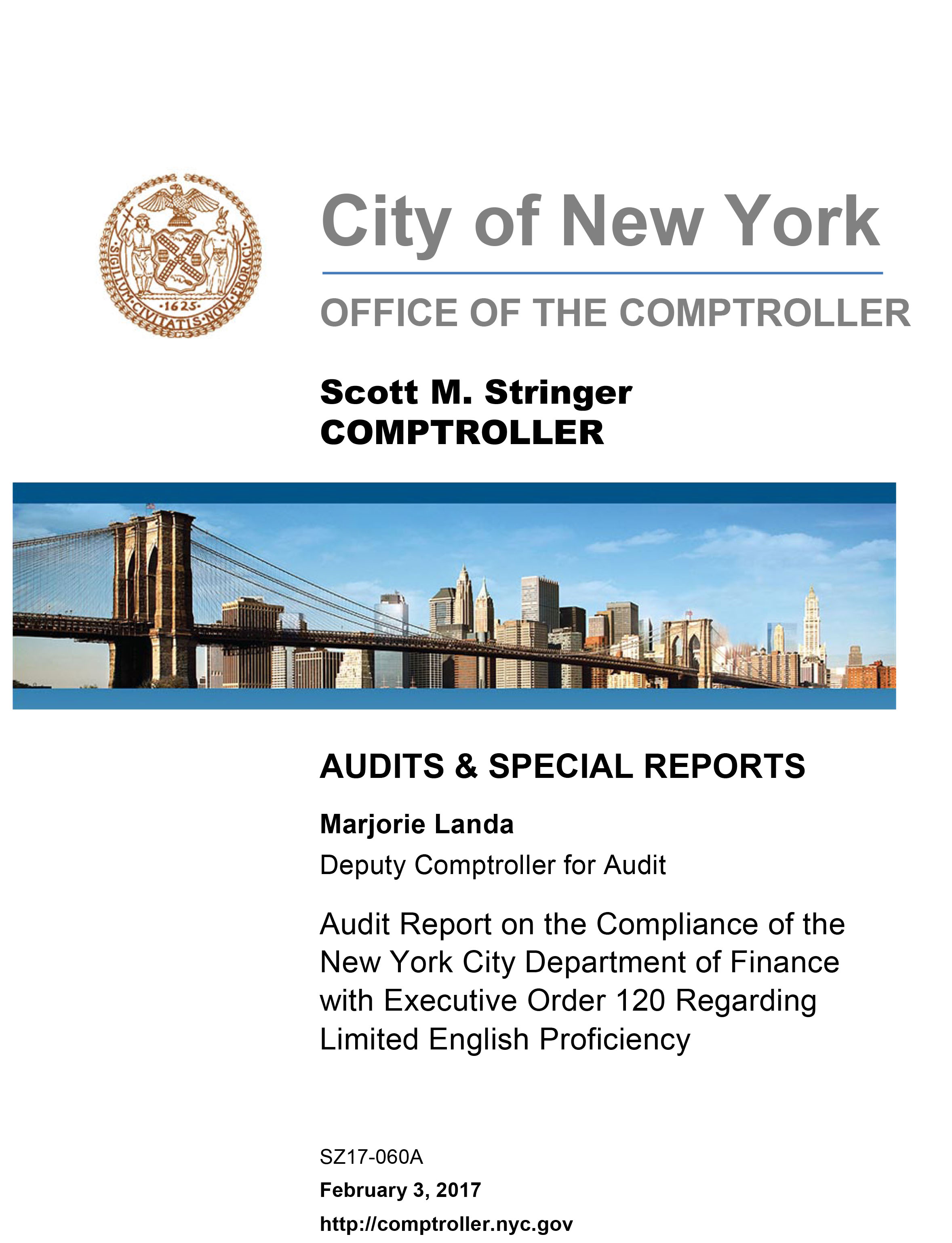 Audit Report On The Compliance Of The New York City Department Of