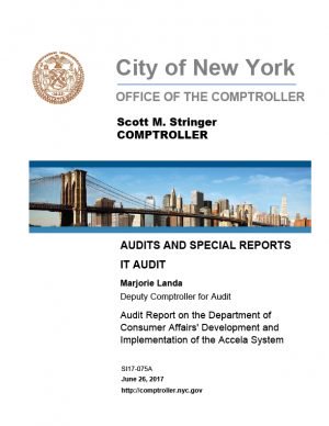 Audit Report on the Department of Consumer Affairs’ Development and Implementation of the Accela System