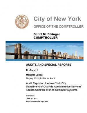 Audit Report on the New York City Department of Citywide Administrative Services’ Access Controls over Its Computer Systems
