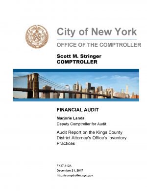 Audit Report on the Kings County District Attorney’s Office’s Inventory Practice