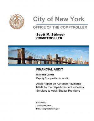 Audit Report on Advance Payments Made by the Department of Homeless Services to Adult Shelter Providers