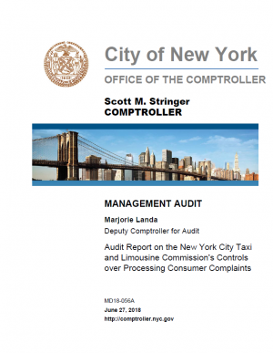 Audit Report on the New York City Taxi and Limousine Commission’s Controls over Processing Consumer Complaints