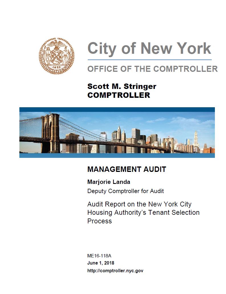 Audit Report on the New York City Housing Authority’s Tenant Selection