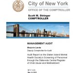 Audit Report on the Staten Island Mental Health Society’s Screening of Personnel through the Statewide Central Register of Child Abuse and Maltreatment