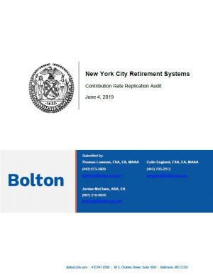 Final Actuarial Audit Reports Submitted by Bolton Partners, Inc. – Actuarial Audit of Employer Contributions for Fiscal Year 2018 (2016 lag valuation)