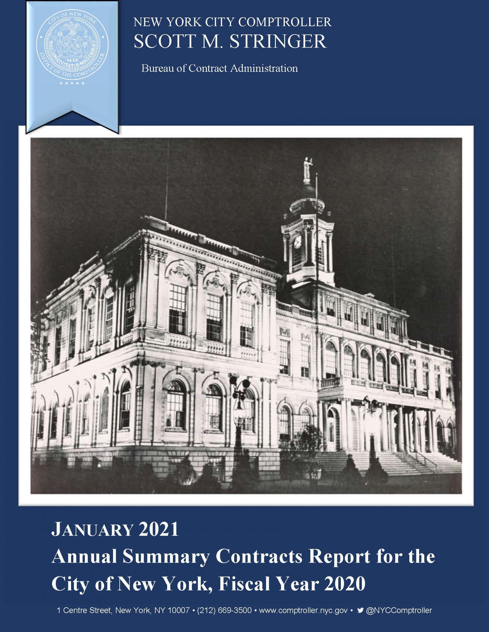 Annual Summary Contracts Report for the City of New York Office of