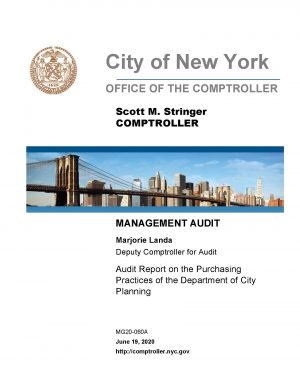 Audit Report on the Purchasing Practices of the Department of City Planning