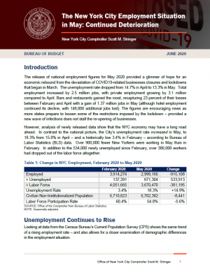 The New York City Employment Situation in May: Continued Deterioration