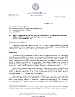 Final Letter Report on the New York City Department Of Environmental Protection’s Billing Of City-Owned Properties For Water And Sewer Usage