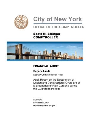 Audit Report on the Department of Design and Construction’s Oversight of Maintenance of Rain Gardens During the Guarantee Periods