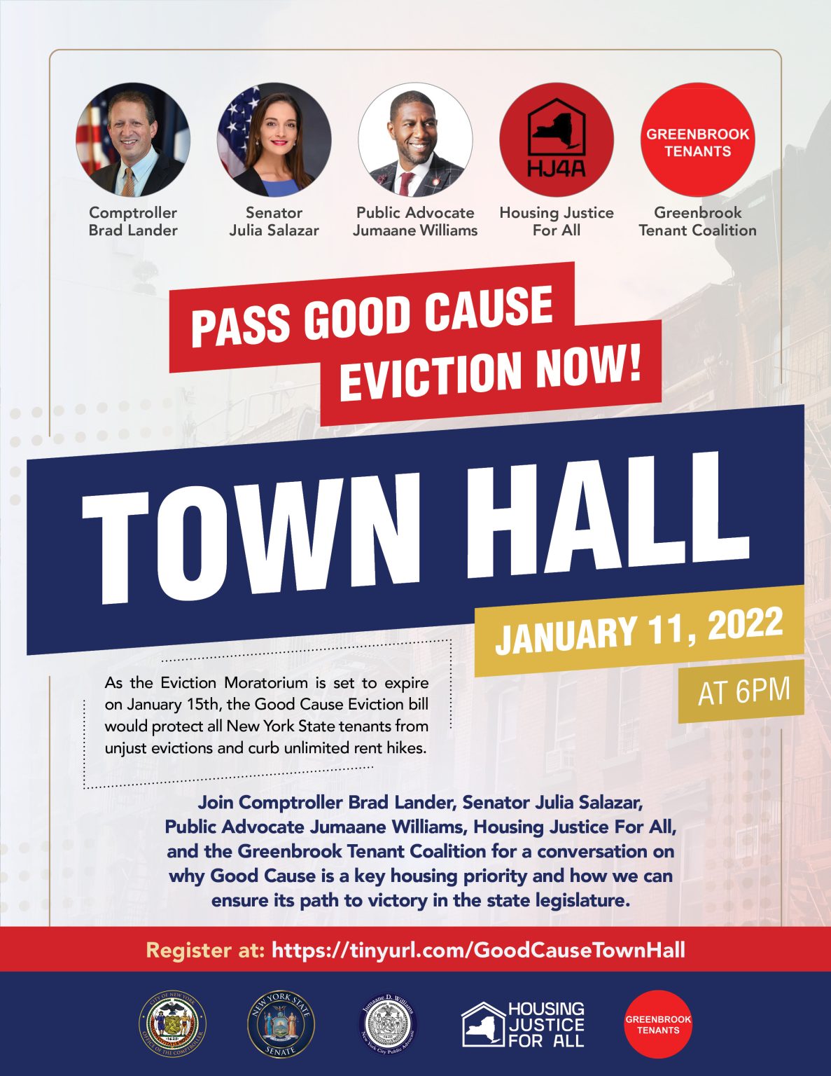 Pass Good Cause Eviction Now! Town Hall Office of the New York City