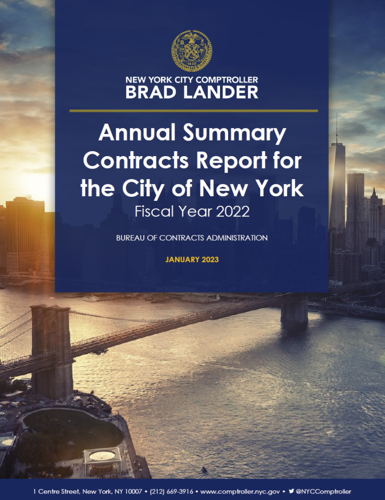 Annual Summary Contracts Report for the City of New York Office of