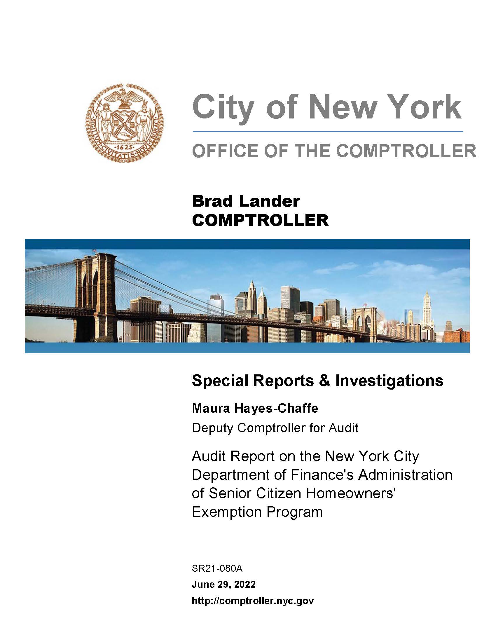 Reports Office of the New York City Comptroller Brad Lander