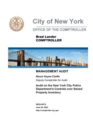 Audit on the New York City Police Department’s Controls over Seized Property Inventory