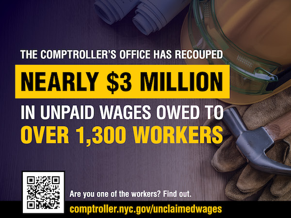 Comptroller Lander: More Than 1300 Workers Are Entitled to Nearly