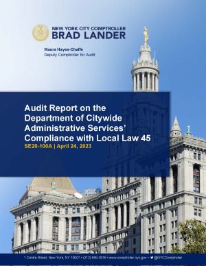 Audit Report on the Department of Citywide Administrative Services’  Compliance with Local Law 45