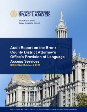 Audit Report on the Bronx County District Attorney’s Office’s Provision of Language Access Services