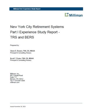 New York City Retirement Systems  Part I Experience Study Report –  TRS and BERS