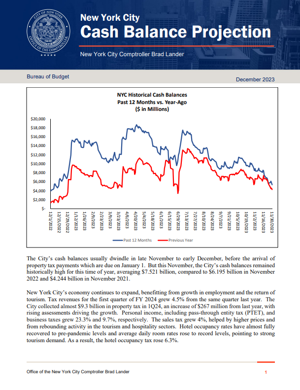 New York City Cash Balance Projection December 2023 - Office of the New ...