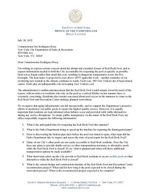 Letter to Commissioner Rodriguez-Rosa Re: Red Hook Pool Closure