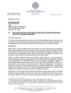 Final Audit Letter Report on the New York City Office of Collective Bargaining’s Responses to Requests