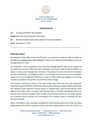 Net Zero Implementation Plan Update and Recommendations