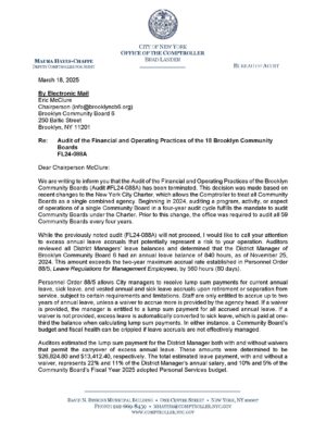 Letters Re: Audit of the Financial and Operating Practices of the 18 Brooklyn Community Boards