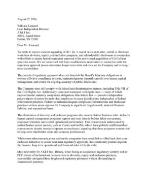 Joint Letter to AT&T Re: DEI Rollbacks