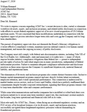 Joint Letter to AT&T Re: DEI Rollbacks