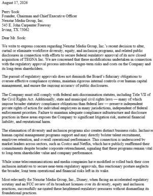 Joint Letter to Nexstar Media Group Re: DEI Rollbacks