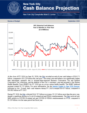 New York City Cash Balance Projection September 2026