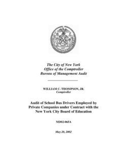 Audit of School Bus Drivers Employed by Private Companies under Contract with the New York City Board of Education