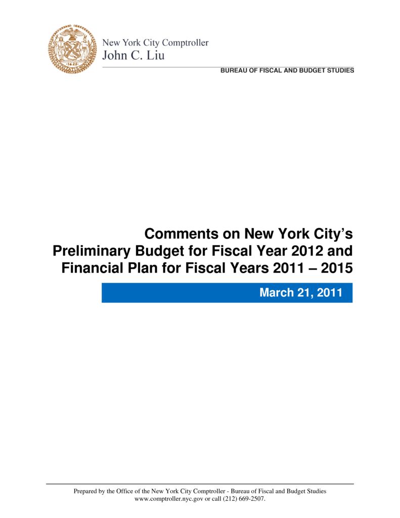 Comments on New York City’s Preliminary Budget for Fiscal Year 2012 and ...