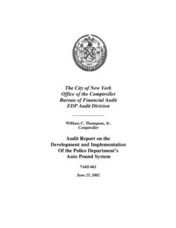 Audit Report on the Development and Implementation of the Police Department’s Auto Pound System