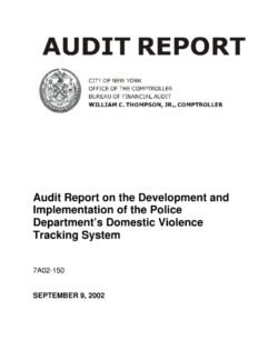 Audit Report on the Development and Implementation of the Police Department’s Domestic Violence Tracking System