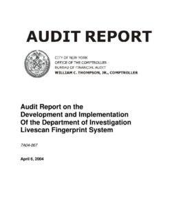 Audit Report on the Development and Implementation of the Department of Investigation Livescan Fingerprint System