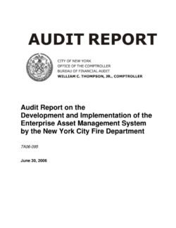 Audit Report on the Development and Implementation of the Enterprise Asset Management System by the New York City Fire Department