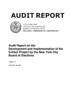 Audit Report On The Development And Implementation Of The S-Elect Project By The New York City Board Of Elections