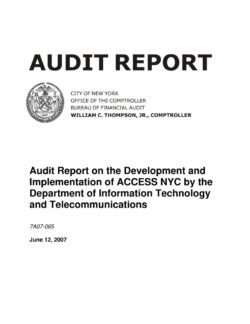 Audit Report On The Development And Implementation Of Access NYC By The Department Of Information Technology And Telecommunications