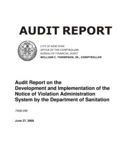 Audit Report on the Development and Implementation of the Notice of Violation Administration System by the Department of Sanitation