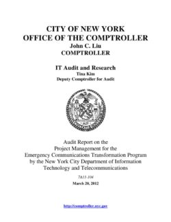 Audit Report on the Project Management for the Emergency Communications Transformation Program by the New York City Department of Information Technology and Telecommunications