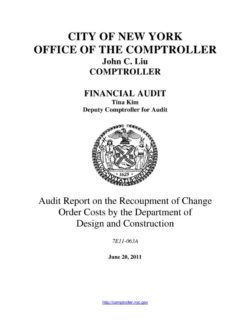 Audit Report on the Recoupment of Change Order Costs by the Department of Design and Construction