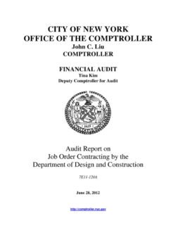 Audit Report on Job Order Contracting by the Department of Design and Construction